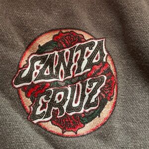 Santa Cruz Skateboards Gray and Red Crewneck Sweater